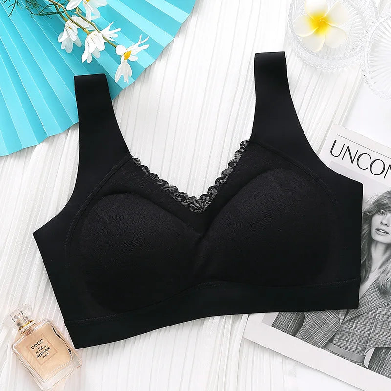 Breathable V-Neck Gather Seamless Bralette Sexy Thai Latex Bra Women's Underwear Wireless Push Up Brassiere Ladies Lingerie