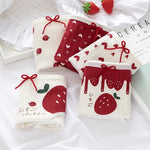1PC Cotton Panties Soft Underwear Women Mid-Waist Briefs Female Red Strawberry Hearted Print Design Ladies Sexy Lingerie Panty