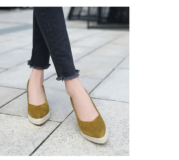 Suede princess women wedge shoes pointed toe pumps high heels platform Mary Jane office lady pumps party espadrilles cute shoesb