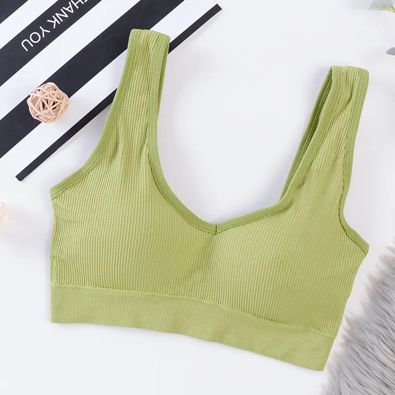 Women Crop Tops Female Tank Top Seamless Underwear Sexy Lingerie Sport Fitness Bra Top Wireless Padded Camisole