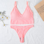 Women Bra And Panties Set U Back Bra Seamless Underwear Sport Cropped Top Low Waist Thongs Sexy Lingerie Set Fitness Crop Top