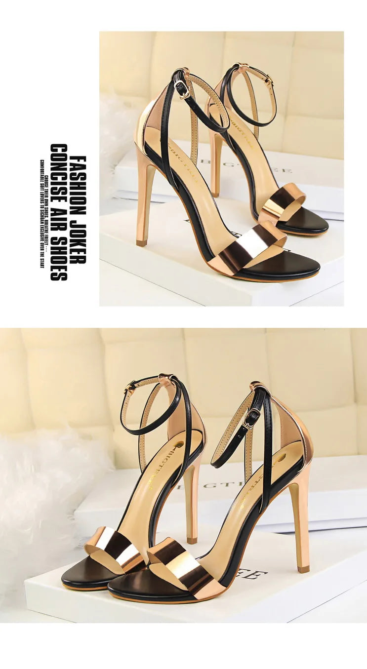 BIGTREE Shoes 11 cm High Heeled Sandals Women Summer Shoes Stiletto High Heels Open toed hollowed out Women Sandals Party Shoes