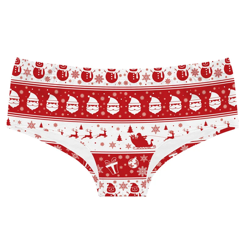 Christmas Theme Printing Women's Underwear Sexy Low-Waist Panties Temptation Wrap Buttocks Underpants Seamless Female Briefs