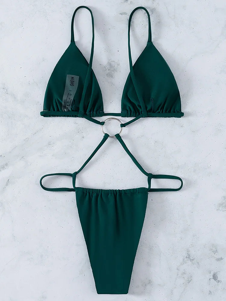 Sexy Extreme Mini Micro String Women Swimwear One Piece Swimsuit Female Cross Backless Monokini High Cut Bathing Suit Swim Lady
