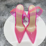 Transparent PVC high heels women's pointed sandals, transparent high heels, dress shoes, wedding shoes12cm.45, summer, 2021