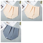 3Pcs/Set Women Ice Silk Panties Wavy Trim Seamless Underwear High Waist Panty No Show Briefs Invisible Ladies Lingerie M-XXL