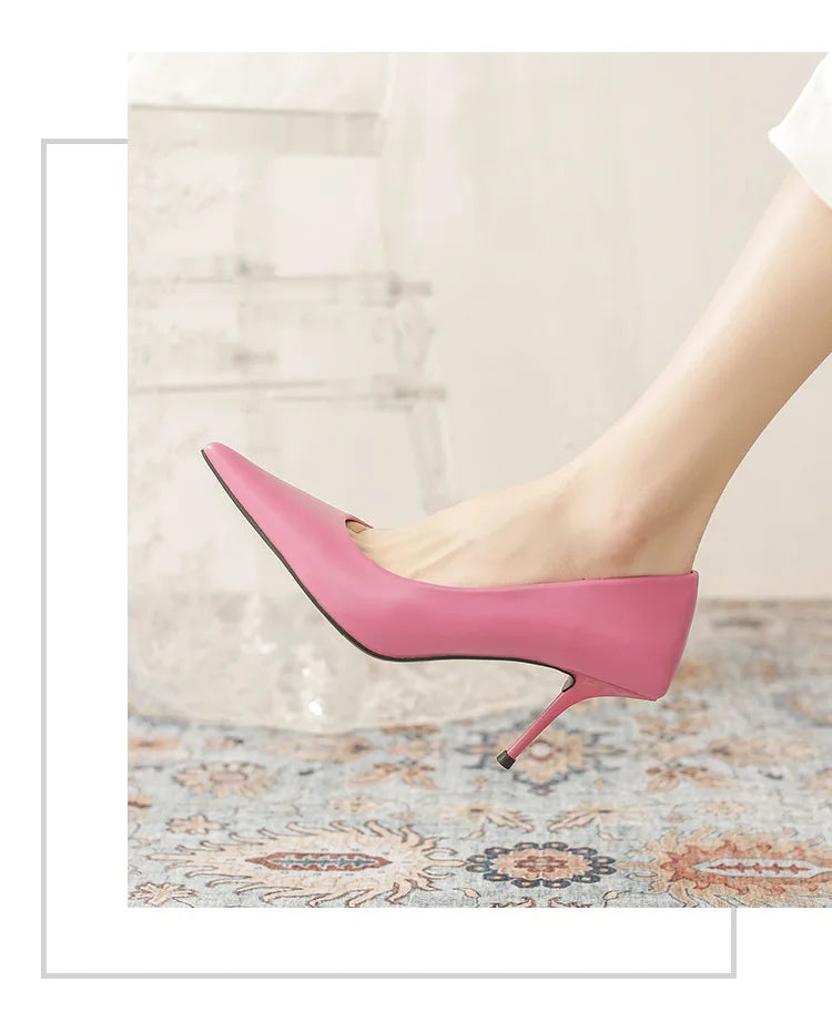 Pumps shoes Women Fashion Office Basic High Heels Work Lady Shoes Black Pink Green Thin Heels Brand Point Toe998