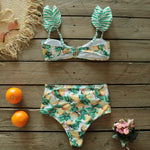 Two-Pieces Women Floral 2025 Push-Up Padded Bra Ruffles Bandage Bikini Set Swimsuit Swimwear Bathing Suit Beachwear Biquini