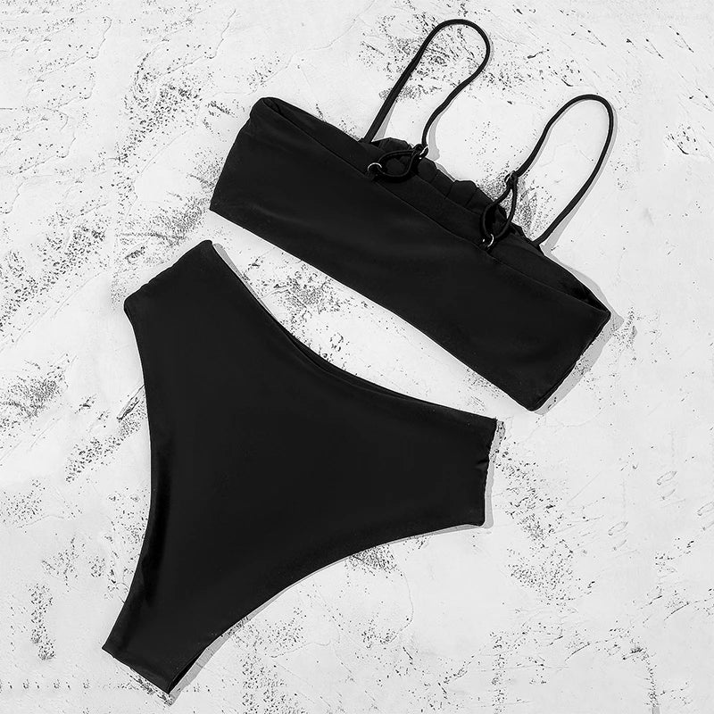 ZTVitality Folds Green Bikinis 2025 New Arrival Sexy Bikini Push Up Straps Padded Bra High Waist Swimsuit Female Swimwear Women