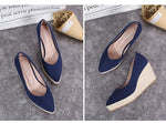 Suede princess women wedge shoes pointed toe pumps high heels platform Mary Jane office lady pumps party espadrilles cute shoesb