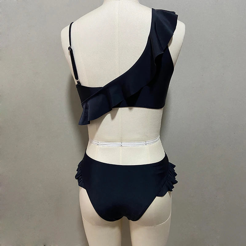 ZTVitality Sexy Bikinis Push Up Bikini 2021 Newest Solid Padded Bra Asymmetrical Ruffles Swimsuit Female Swimwear Women Biquini