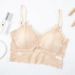 Women Lace Bra Crop Top Sexy Lingerie Female Tanks Backless Bralette Tops With Removable Pads Camisole Sexy Non-wire Underwear