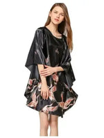 Summer New Chinese Style Satin Robe Dress Women's Sexy Loose Nightgown Sleepwear Vintage Kaftan Bathrobe Gown Plus Size