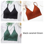 3Pcs/Set Women Sexy Crop Tops Seamless Bra Female Streetwear Sport Crop Top Tee Solid Color Underwear Lingerie Push Up Bra