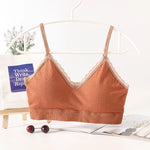Lace Rim Tube Top Bras For Women Seamless Crop Top Cotton Underwear Sexy Lingerie Bralette Sports Bandeau Bra Removable Pads