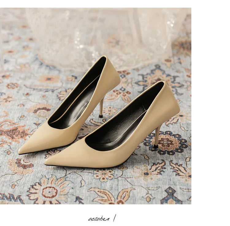 Pumps shoes Women Fashion Office Basic High Heels Work Lady Shoes Black Pink Green Thin Heels Brand Point Toe998