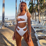ZTVitality Solid Sexy Bikinis High Waist Bikini 2021 Hot Sale Asymmetry Straps Hollow Out Swimsuit Female Swimwear Women Biquini