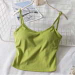 Women Crop Tops U-Back Tanks Top Female Cotton Underwear Summer Twist Back Cami Padded Top Beauty Back Removable Pads Camisoles