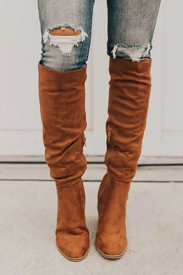 Women Knee-High Boots Zipper Sexy High Heels Women Shoes Non-slip Winter Boots Warm Size New Fashion Boots 2020
