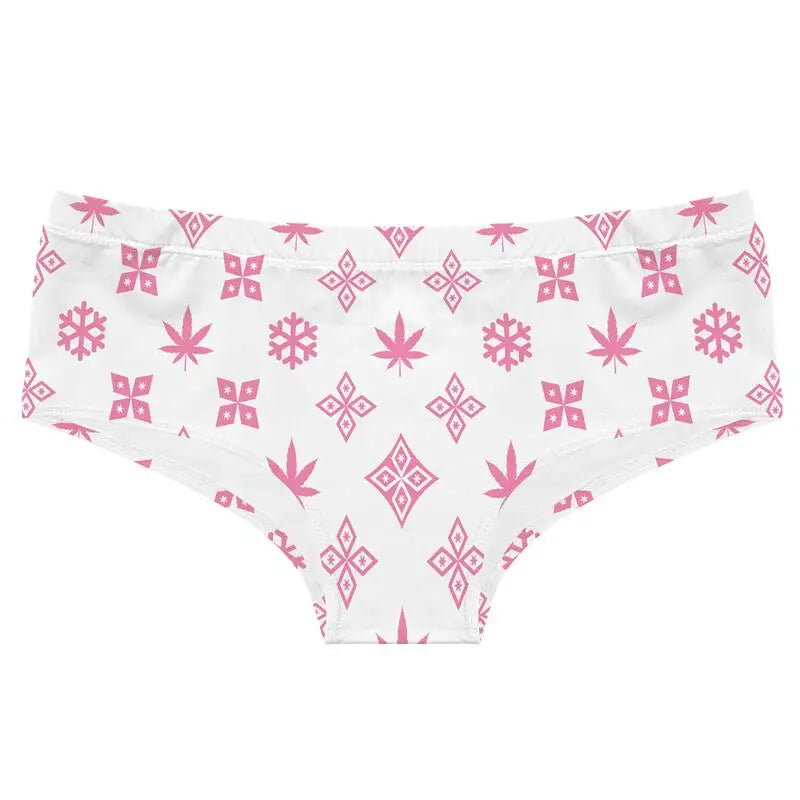 Women's Breathable Elastic Underpants Original Christmas Pattern Print Briefs Sexy Low-waist Knickers Sexy Butt Wrap T-pants