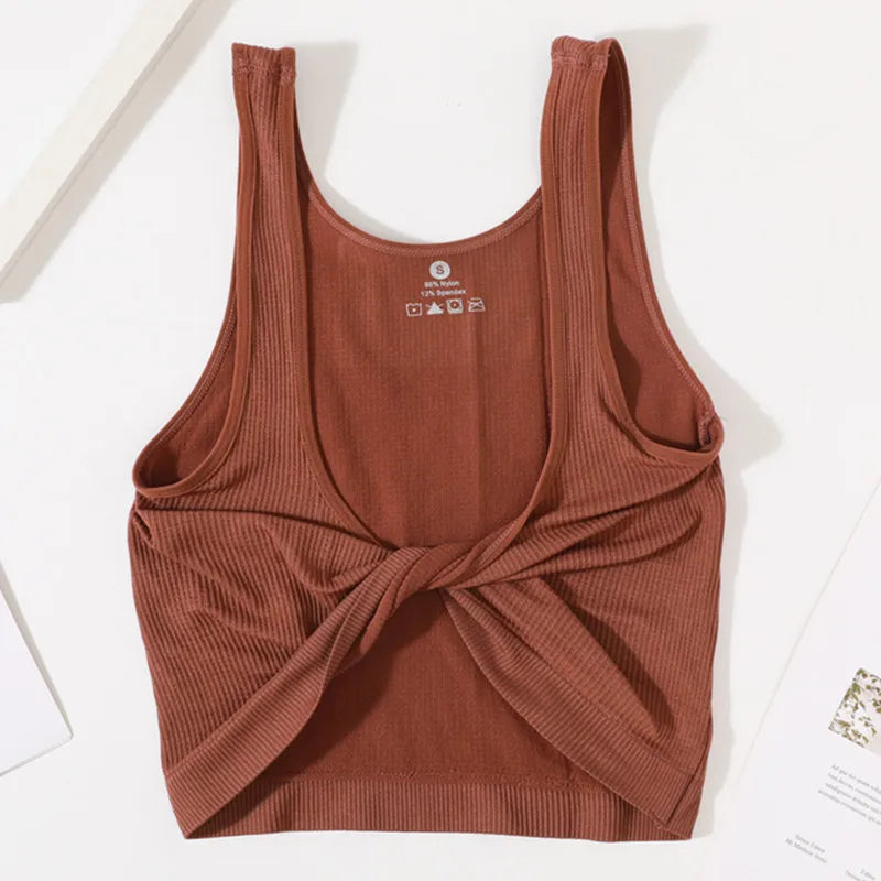 Women Rib Crop Top Seamless Tank Tops Sexy Underwear Deep V Streetwear Cropped Tee Summer Deep V Sports Camisole