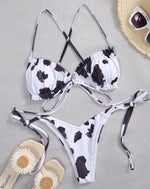 Sexy Printed Ruffled Frilled Thong Bikini Women Swimwear Female Swimsuit Two Pieces Bikini set Micro String Bathing Suit Swim