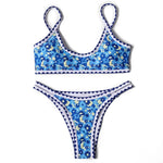 ZTVitality Swimwear Women 2025 New Arrival Print Whip Stitch Sexy Bikini Padded Bra Mid Waist Bandgae Swimsuit Brazilian Biquini