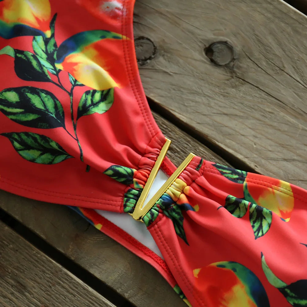 Two-Pieces Women Floral 2025 Push-Up Padded Bra Ruffles Bandage Bikini Set Swimsuit Swimwear Bathing Suit Beachwear Biquini