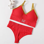 Women Seamless Bra And Panties Set High Rise Thongs Non-wire Sports Bra Comfy Brassiere Female Underwear Sexy Lingerie Set