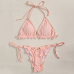 Halter String Ruffled Frilled Bikini 2026 Women Swimsuit Female Swimwear Two Pieces Bikini Set Padded Bather Bathing Suit Swim