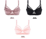 B C D Cup 75-105 Big Size Wire Free Bra Push Up Bra Lace Hollow Out Wireless Lace Underwear Sexy Ultra Thin Transparent Bra 105D