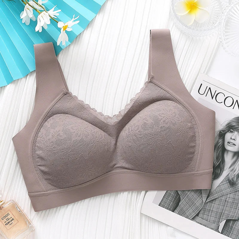 Breathable V-Neck Gather Seamless Bralette Sexy Thai Latex Bra Women's Underwear Wireless Push Up Brassiere Ladies Lingerie