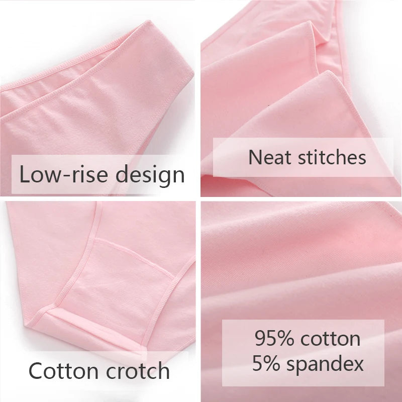 Sexy Low Waist Briefs Panties Plus Size M-XXL Cotton Lingerie Female Breathable Underwear 7 Solid Color Girls Intimates Lingerie