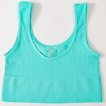 Women Seamless Ribbed Tank Top High Elastic Sleeveless Crop Top Sexy Lingerie Sports O-neck Cropped Bra Daily Camisole M-XL