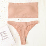Women Strapless Bra And Panties Set Bandeau Bra High Waist Thong Seamless Underwear Sexy Tube Bra Female Sexy Lingerie Set M-XL