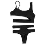 ZTVitality Solid Sexy Bikinis High Waist Bikini 2021 Hot Sale Asymmetry Straps Hollow Out Swimsuit Female Swimwear Women Biquini
