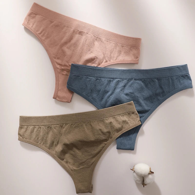 3Pcs/Set Thongs Women's G-String Sexy Female Seamless Underwear Breathable Panties Soft Sexy Lingerie Comfort Intimate