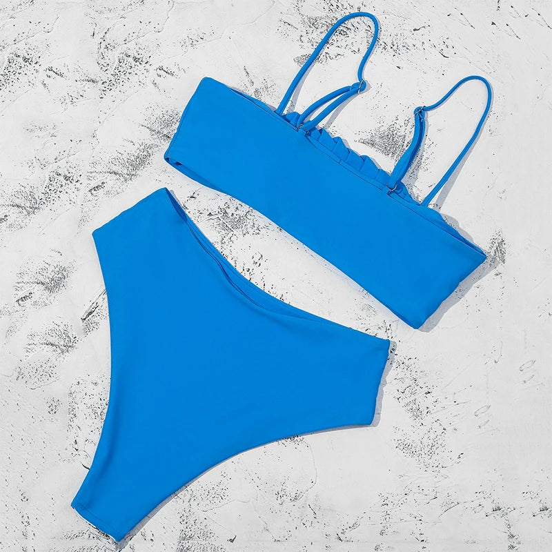 ZTVitality Folds Green Bikinis 2025 New Arrival Sexy Bikini Push Up Straps Padded Bra High Waist Swimsuit Female Swimwear Women