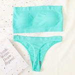 Women Strapless Bra And Panties Set Bandeau Bra High Waist Thong Seamless Underwear Sexy Tube Bra Female Sexy Lingerie Set M-XL