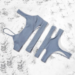 ZTVitality Solid Sexy Bikinis High Waist Bikini 2021 Hot Sale Asymmetry Straps Hollow Out Swimsuit Female Swimwear Women Biquini