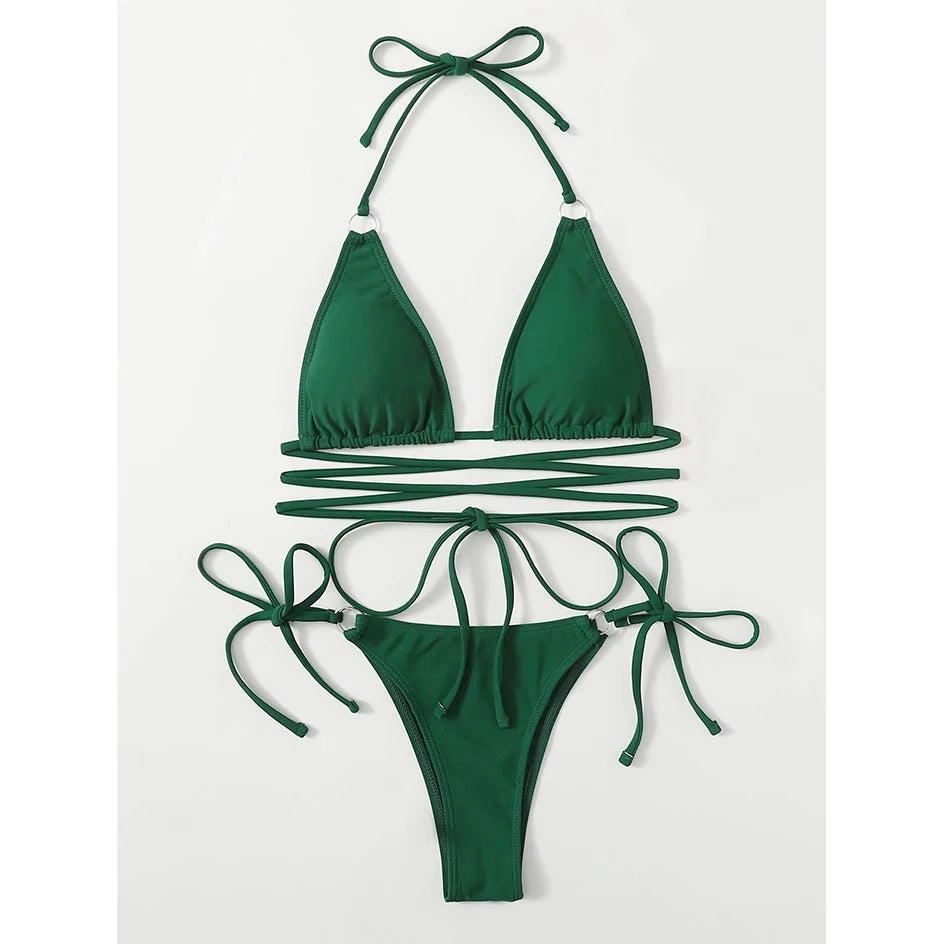 Sexy Micro Bikini 2025 Criss Cross Swimwear Bandage Woman Swimsuit Female Thong Bikinis Set 2 Piece Women Bathing Suit Beachwear