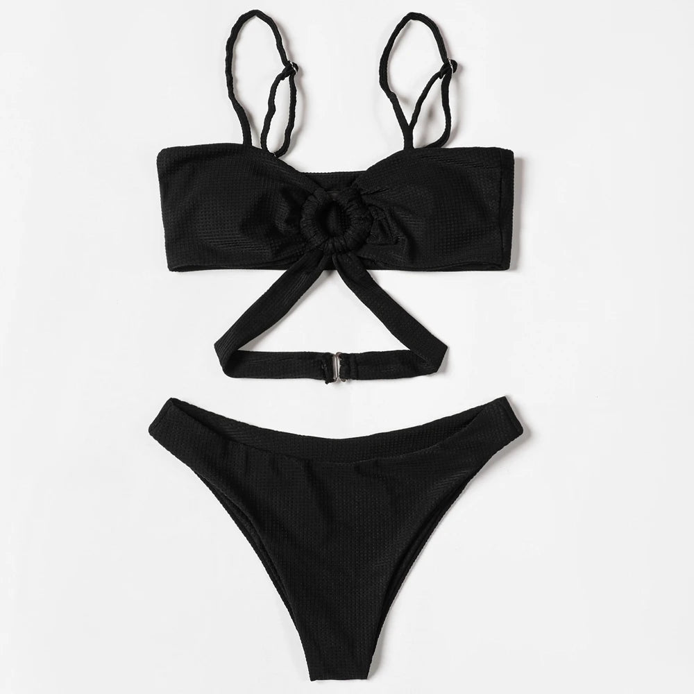 ZTVitality Black Resin Ring Sexy Bikini 2026 New Arrival Padded Wrap Swimsuit Brazilian Swimwear Women Bathing Suit Beach Wear