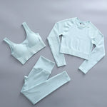 2/3 Piece Set Women Gym Wear Seamless Yoga Set Sports Bra Crop Top High Waist Leggings Fitness Sportswear Workout Outfits Woman