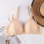 Floral Lace Bra Push-Up Bra For Women Lace Bralette Female Sexy Lingerie V-Neck Brassiere Wire Free Light Pads Underwear