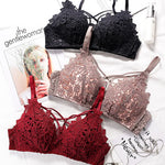 Transparent Lace Bra Women's Underwear Without Steel Ring Push Up Brassiere Sexy Hollow Out Bralette Seamless Sleeping Lingerie