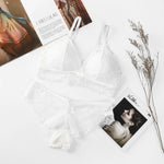 Women Floral Lace Bra And Panties Set Wire Free Bralette Low Rise Briefs Sexy Lingerie Set Ladies Lace Underwear Set