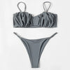 ZTVitality Folds Bikini Set 2022 New Arrival Solid Push Up Padded Bra Swimsuit Women's Beachwear Sexy Swimwear Brazilian Biquini
