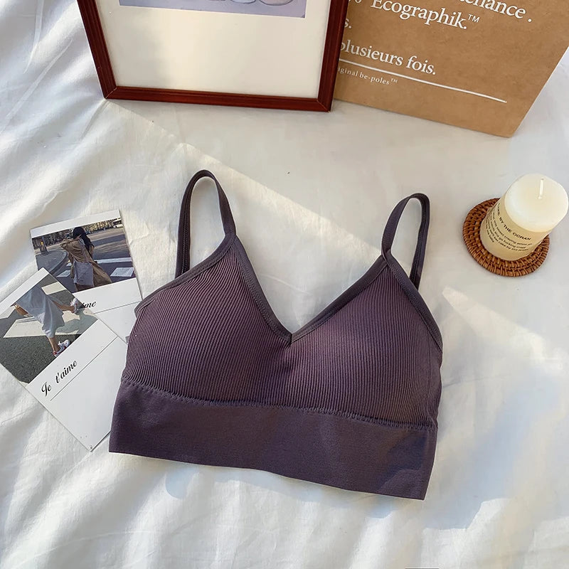 Women Tube Top Seamless Bra Crop Top Solid Color Sports Sexy Lingerie Active Bra Tops Underwear With Removable Pads