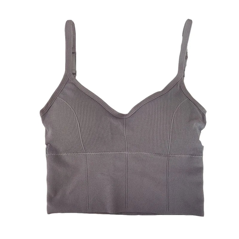 Women Tanks Top Low Back Crop Top Underwear Female Crop Sport Seamless Tops Sexy Lingerie Backless Removable Padded Camisole