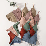 4pcs/set Women Underwear Set Active Wear Bra Top Female U Back Sports Bra And Panties Set G-String Thongs Sexy Lingerie